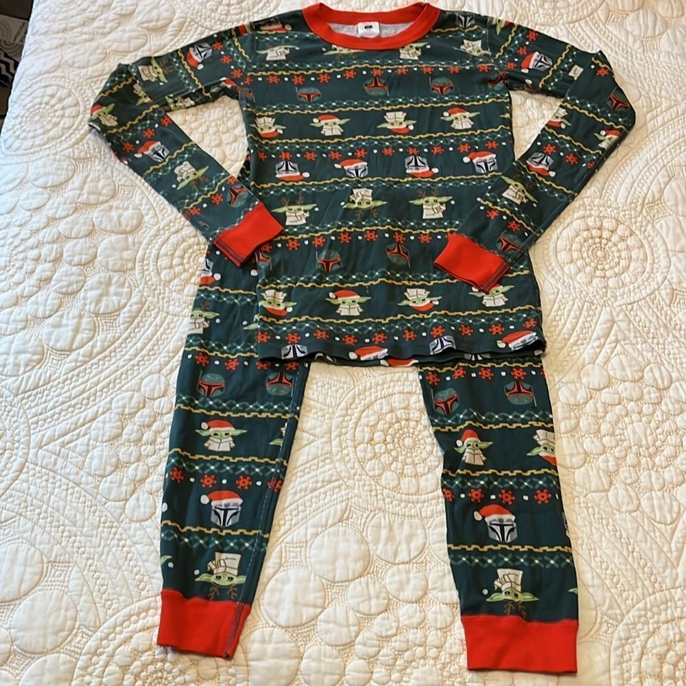Hanna Andersson Baby Yoda Star Wars Cotton Christmas Pajama Set size 14